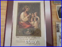 Vintage antique family photos 1900, Communion certificate-record Austria