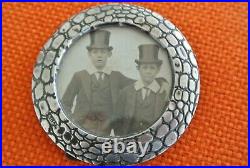 Vintage / antique photo of 2 boys from Eaton in sterling silver frame