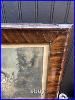 Vtg 1896 Antique OUT ON BAIL Painted Photo Print Country Farm Tiger Stripe Frame