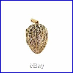 Vtg Antique Edwardian 18k Gold Almond Nut Photo Picture Locket Charm Pendant