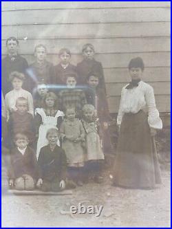 Vtg Antique ORNATE Victorian Frame 1800-1900's School Class 6x8 Photograph