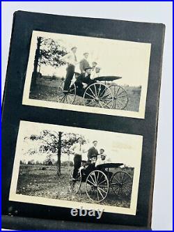 Vtg Antique Photo Album rural kansas America Cars Hunting Boy Family 35+ pgs