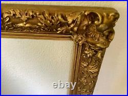 Vtg antique Gold Gilt Carved Rococo Gesso Wooden Painting Frame picture large