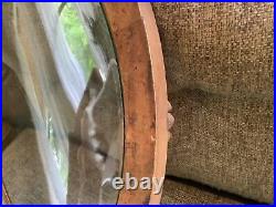 Vtg antique gold Victorian Wood & Gesso Oval Convex Bubble Glass Picture Frame
