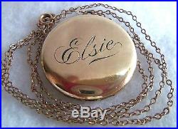 W. & S. B. Antique Victorian Gold Filled Locket Necklace Photos Name Elsie Pretty