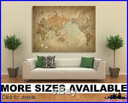 Wall Art Canvas Picture Print Antique Old Vintage World Map Star 3.2