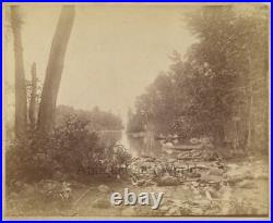 Women in boats Clay Island Lake George New York antique albumen photo